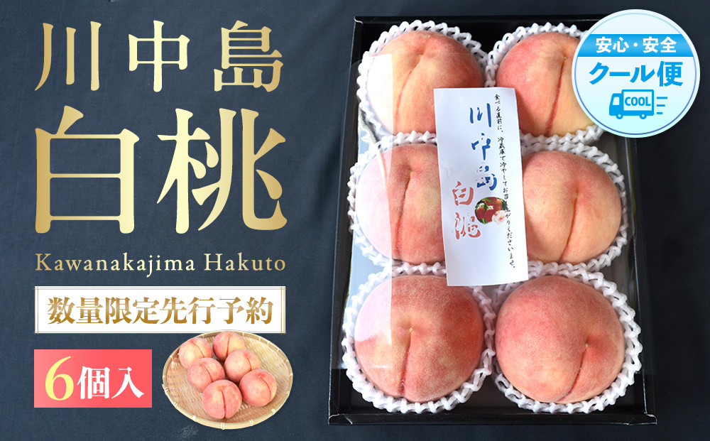［2026年発送分］［桃！数量限定先行予約！］川中島白桃 約2kg 6個入 100個に1個の厳選品 こだわり農家厳選！［KG33］