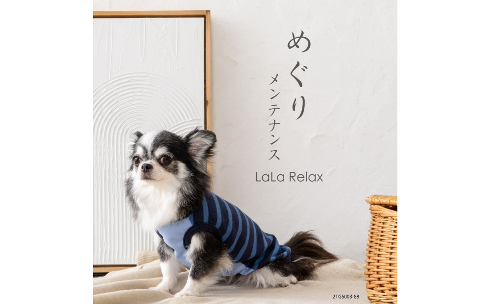 LaLaRelax&nbsp;ボーダーニット&nbsp;ネイビー×サックス【サイズ：3S-long】