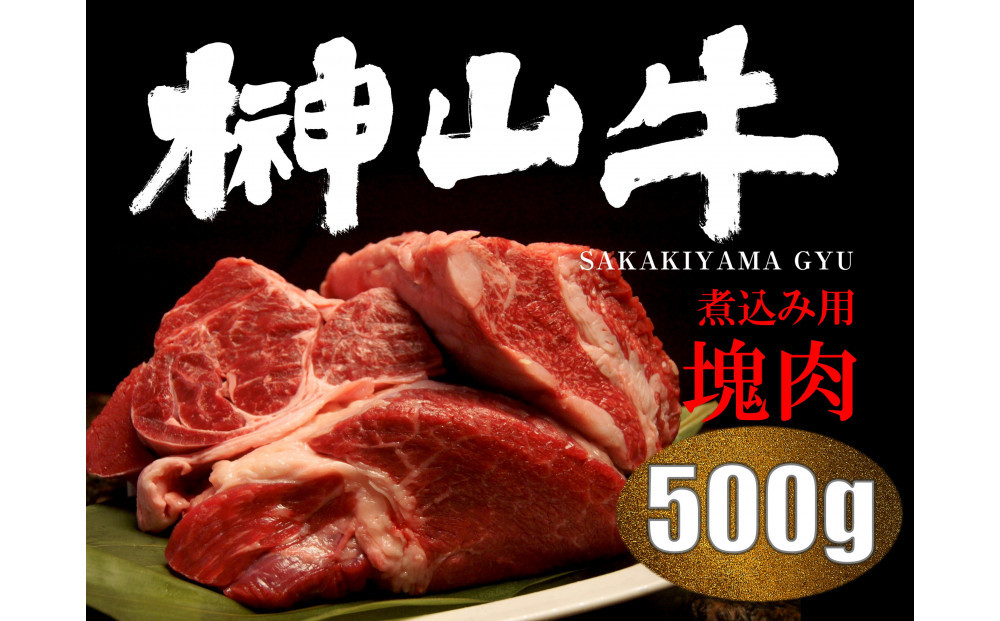 【訳アリ】&nbsp;超希少黒毛和牛「榊山牛」煮込み用ブロック肉&nbsp;500g&nbsp;&nbsp;ビーフシチュー・ビーフカレー・赤ワイン煮等&nbsp;&nbsp;美食&nbsp;&nbsp;訳ありグルメ