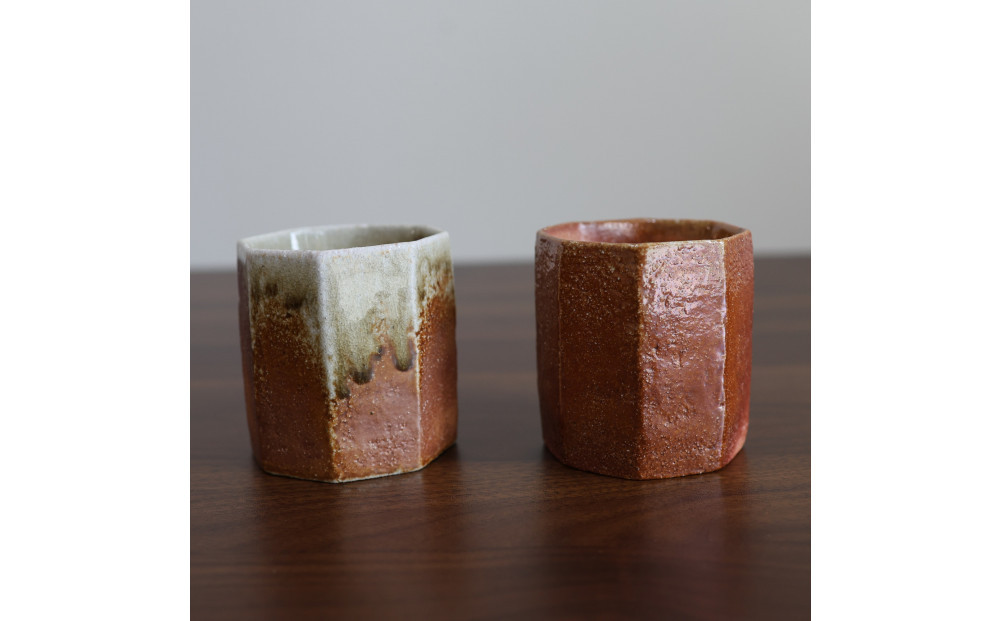 【信楽焼&nbsp;土の子窯皆川陶房】八角カップ&nbsp;穴窯焼成