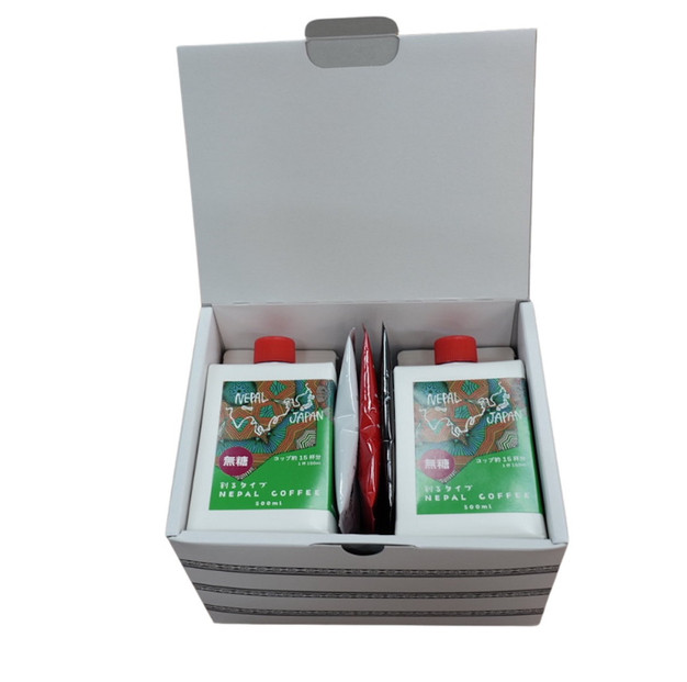 割るタイプ NEPAL COFFEE×2 (オリジナル+無糖)+ネパールドリップパック3包セット 白赤黒※ギフトボックス
