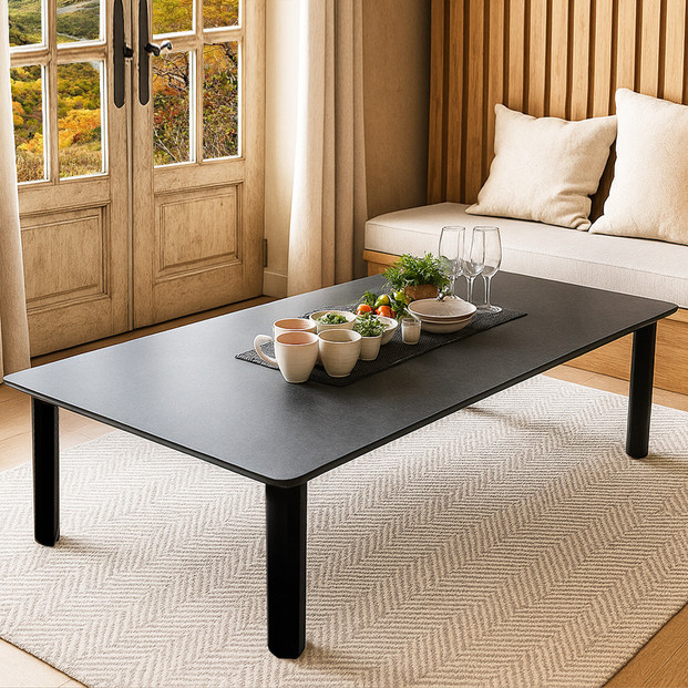 ｛開梱設置付｝&nbsp;座卓&nbsp;折りたたみ&nbsp;210×90&nbsp;完成品&nbsp;大川家具&nbsp;長方形&nbsp;6人&nbsp;8人&nbsp;ダイニングテーブル&nbsp;ローテーブル&nbsp;ちゃぶ台&nbsp;&nbsp;（アルベル/TJ887KT74/フチ黒色/角R10/木製無垢材黒色折れ脚）&nbsp;和モダン&nbsp;和室&nbsp;洋室&nbsp;長机&nbsp;座卓テーブル&nbsp;折り畳み&nbsp;福岡県大川市