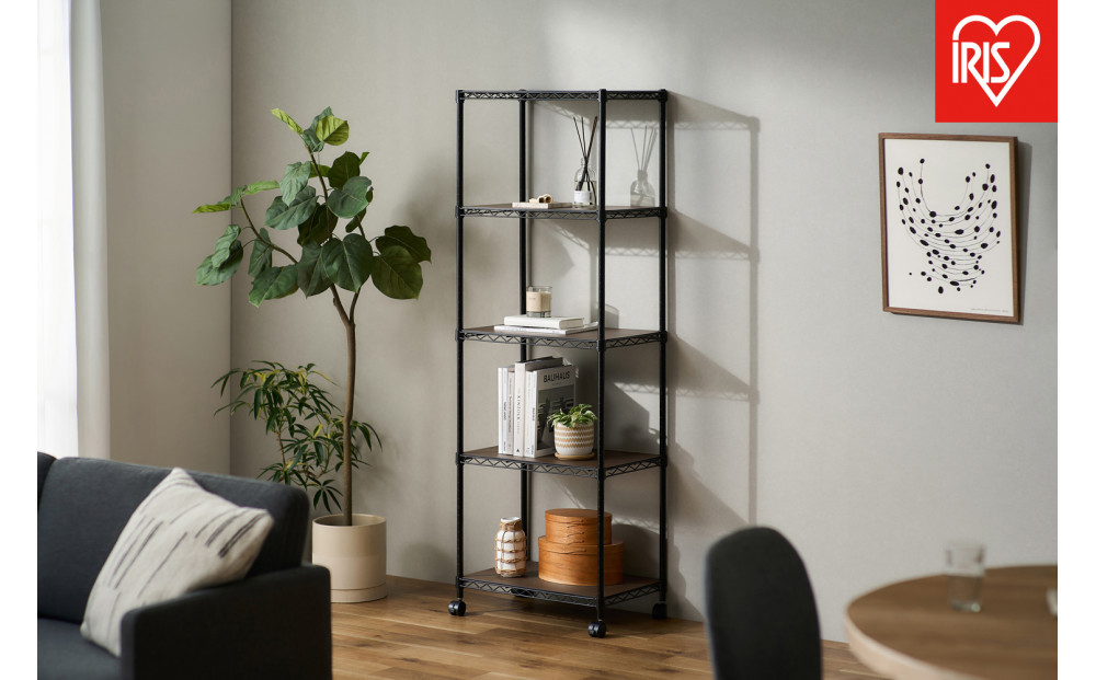 カラーメタルラック　ウッドボード付き&nbsp;CMM-55165B&nbsp;ブラック