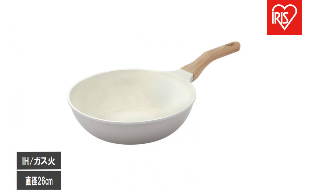 ナチュかるフライパン炒め鍋２６cm　ＩＨ・ガス火対応&nbsp;NTL-W26PG&nbsp;パールグレー×アイボリー