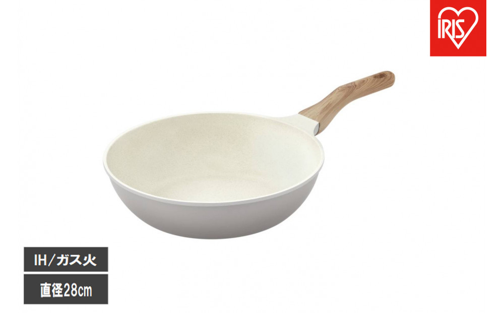 ナチュかるフライパン炒め鍋２８cm　ＩＨ・ガス火対応&nbsp;NTL-W28PG&nbsp;パールグレー×アイボリー