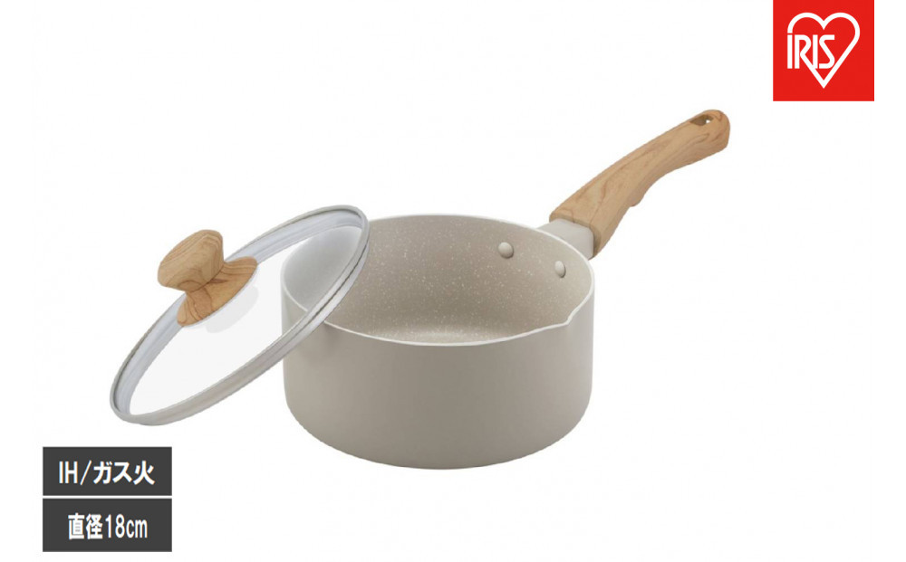 ナチュかる片手なべ１８cm　ＩＨ・ガス火対応&nbsp;NTL-P18&nbsp;グレイッシュモカ