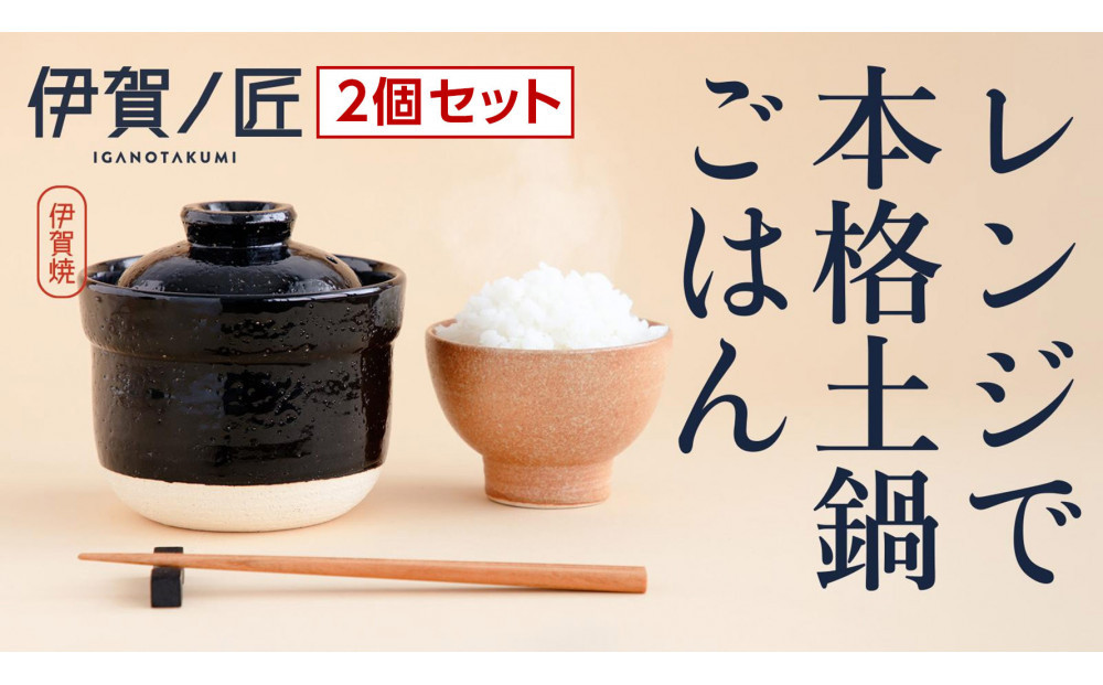 【2個セット】伊賀焼 レンジ炊飯土鍋　伊賀ノ匠2個セット　IG21