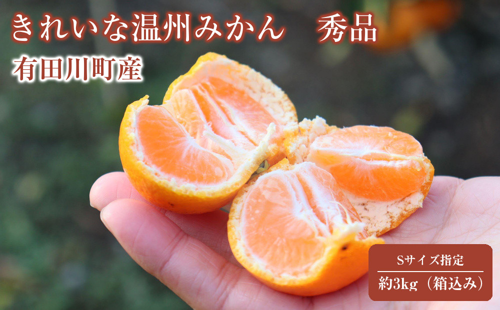 12/25までにご入金確認分は年内発送確定！きれいな温州みかん&nbsp;寄贈用にお勧め&nbsp;箱込み&nbsp;3kg&nbsp;(Sサイズ指定)　秀品