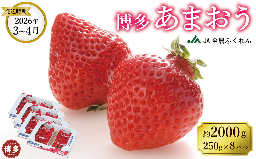 ＜2026年3月～4月発送＞博多あまおう約250ｇ×８