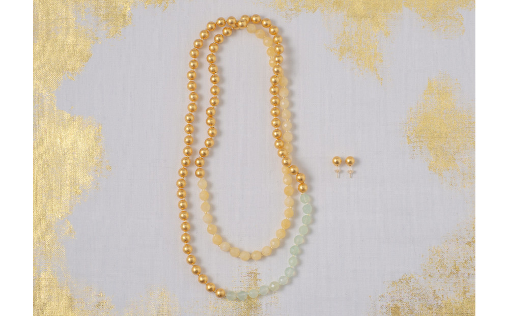 箔珠ロングネックレス＆ピアス（永遠色）ファッション&nbsp;アクセサリー&nbsp;ネックレス&nbsp;ピアス&nbsp;金沢&nbsp;民芸&nbsp;小物&nbsp;永遠色&nbsp;金箔&nbsp;ジュエリー&nbsp;上品&nbsp;日本製&nbsp;デザイン&nbsp;おしゃれ&nbsp;高級&nbsp;レディース&nbsp;伝統工芸&nbsp;職人技&nbsp;伝統技術&nbsp;石川&nbsp;金沢&nbsp;北陸&nbsp;復興支援&nbsp;復興応援