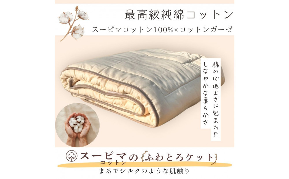 最高級純コットン スーピマコットンのふわとろケット　0.5kg
