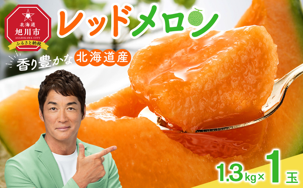 【26年発送先行予約】香り豊かな 北海道レッドメロン 1.3kg×1玉(2026年7月下旬から発送開始予定) 【 果物 くだもの フルーツ メロン 赤肉 赤肉メロン 旬 お取り寄せ 甘い 北海道産 旭川市 北海道 】_05408