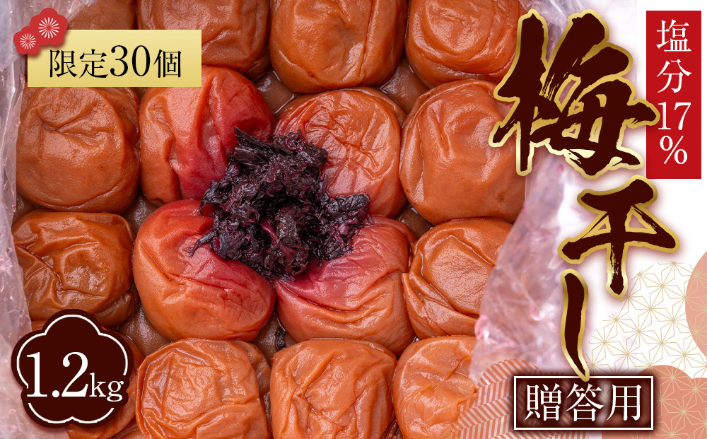 角田市&nbsp;岸浪園&nbsp;梅干し&nbsp;贈答用1.2kg&nbsp;塩分約17％&nbsp;限定30個