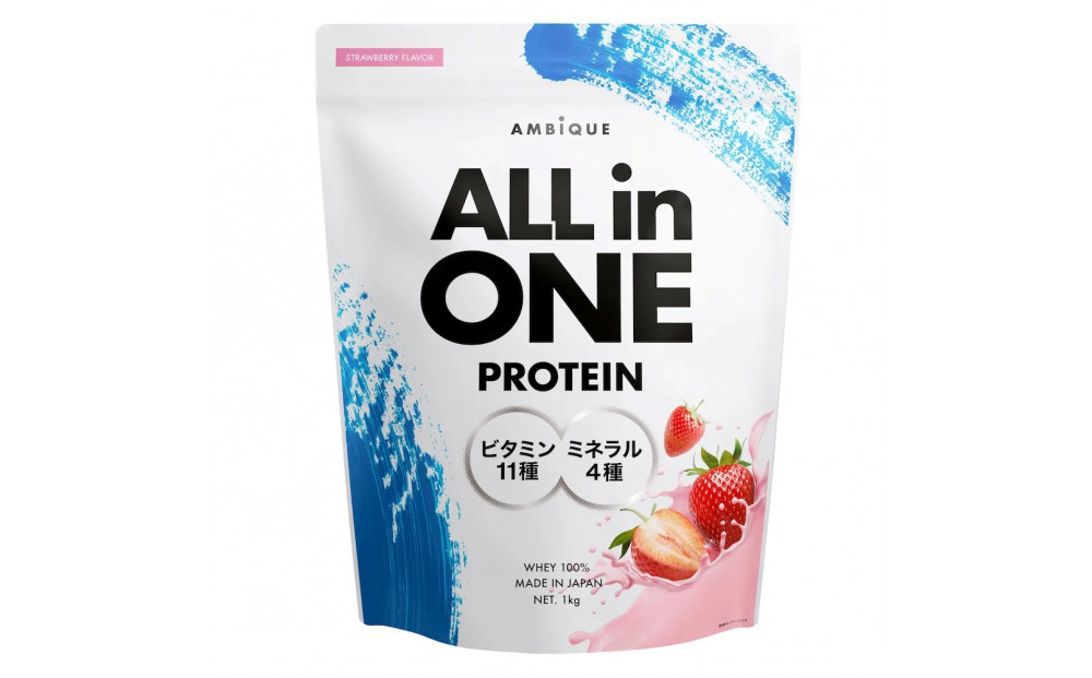 【ストロベリー風味】AMBiQUE&nbsp;オールインワンプロテイン（1kg×12袋）