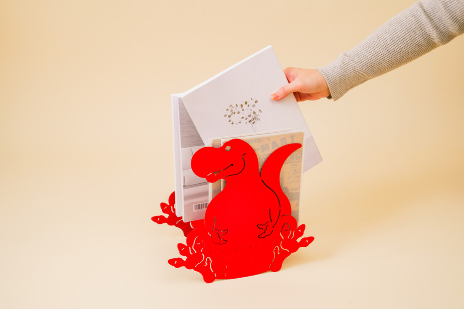 恐竜型ブックスタンド　「カタヅケザウルス　ティラノサウルス」|&nbsp;ストッカー&nbsp;恐竜&nbsp;収納&nbsp;片付け&nbsp;掃除&nbsp;&nbsp;段ボール&nbsp;インテリア&nbsp;送料無料&nbsp;東京&nbsp;八王子