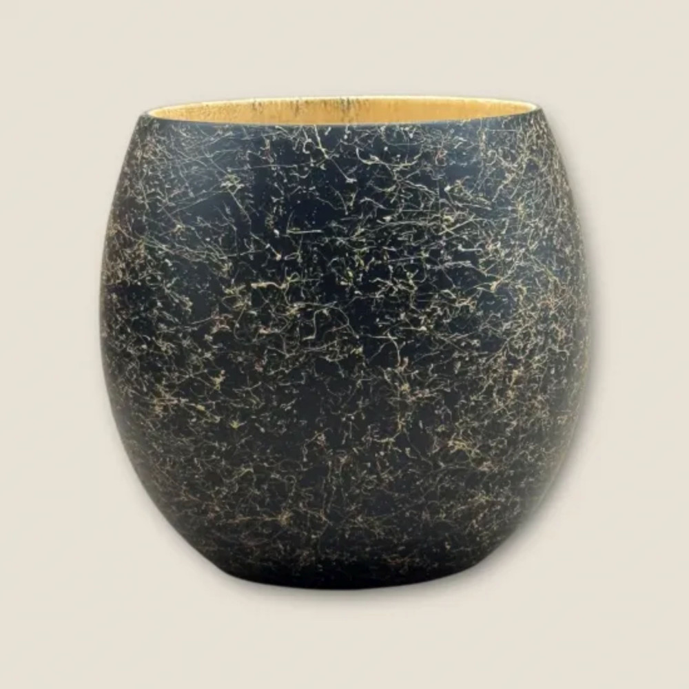 木製&nbsp;エッグカップ&nbsp;乱糸マット仕上げ&nbsp;漆黒［NF119］