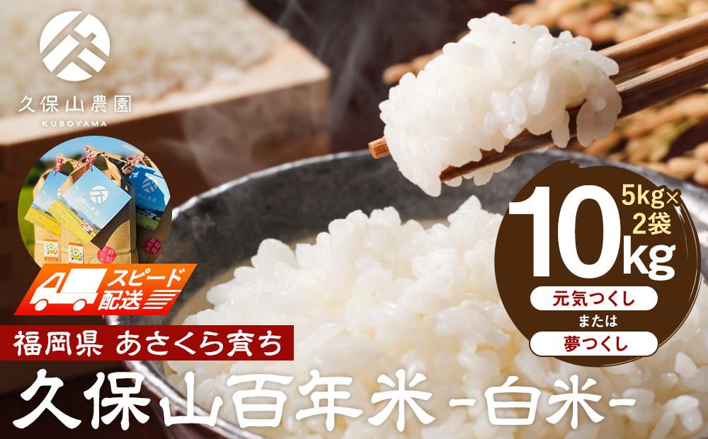 【特別栽培米】久保山百年米-白米5kg×2袋 計10kg【精米 お米 米 ご飯 ごはん ブランド 減農薬 減化学肥料 元気つくし 夢つくし 小分け 包装 ギフト 贈答用 プレゼント 食品 ふるさと納税 炊飯 炊飯器 福岡 福岡県産 筑前 筑前町】