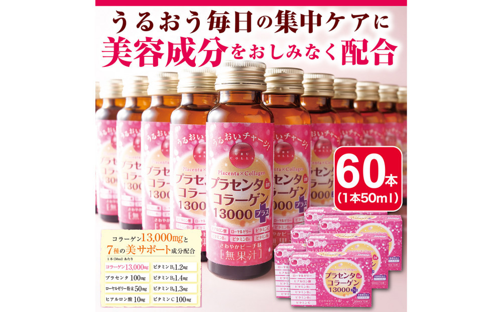 「潤コラ」プラセンタinコラーゲン13000プラス　50ml×60本