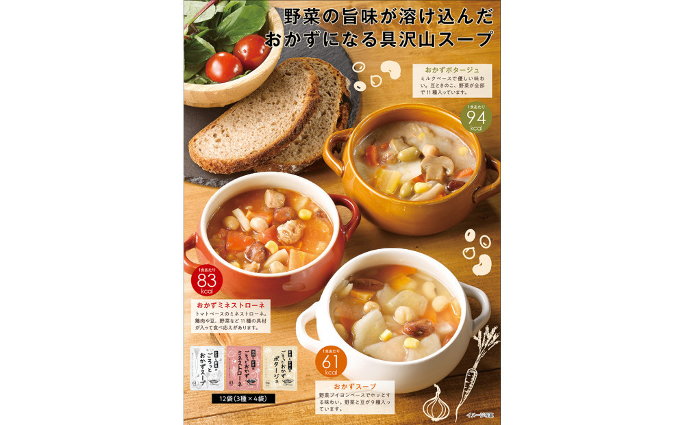 3種のごろっとおかずスープセット　12袋(3種×4袋)　