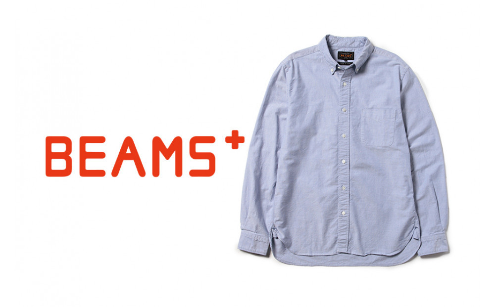 ＜2026年12月末までのお届け＞【BEAMS&nbsp;PLUS】ボタンダウンシャツ&nbsp;オックスフォード&nbsp;ブルー　（サイズM）