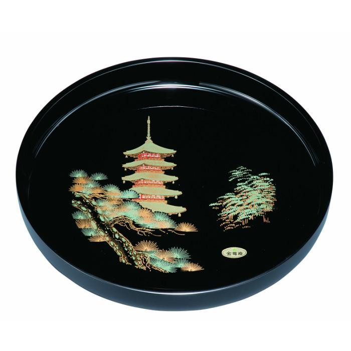 葵丸盆&nbsp;五重の塔（金蒔絵）&nbsp;［YG464］