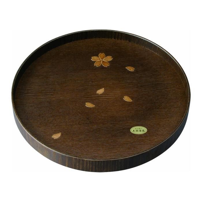 木製丸盆&nbsp;尺&nbsp;30cm&nbsp;桜&nbsp;［YG469］