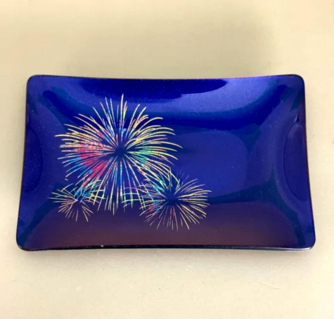 角小皿 花火 マジョブルー ［NF131］