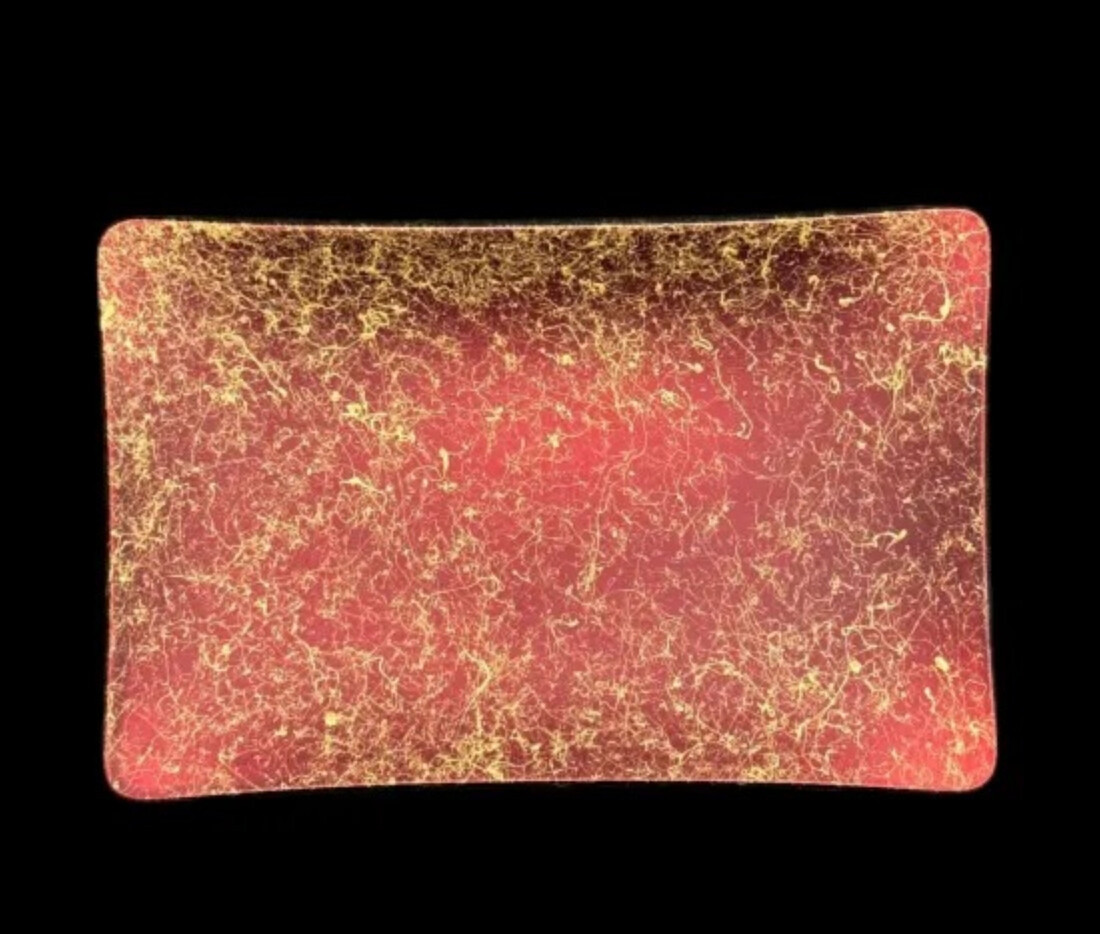 角小皿&nbsp;乱糸(マット仕上げ)&nbsp;赤溜&nbsp;［NF137］