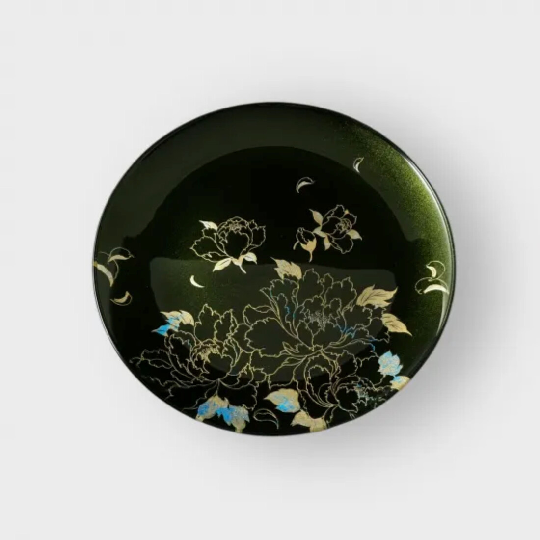 丸小皿 牡丹 梨地グリーン ［NF148］