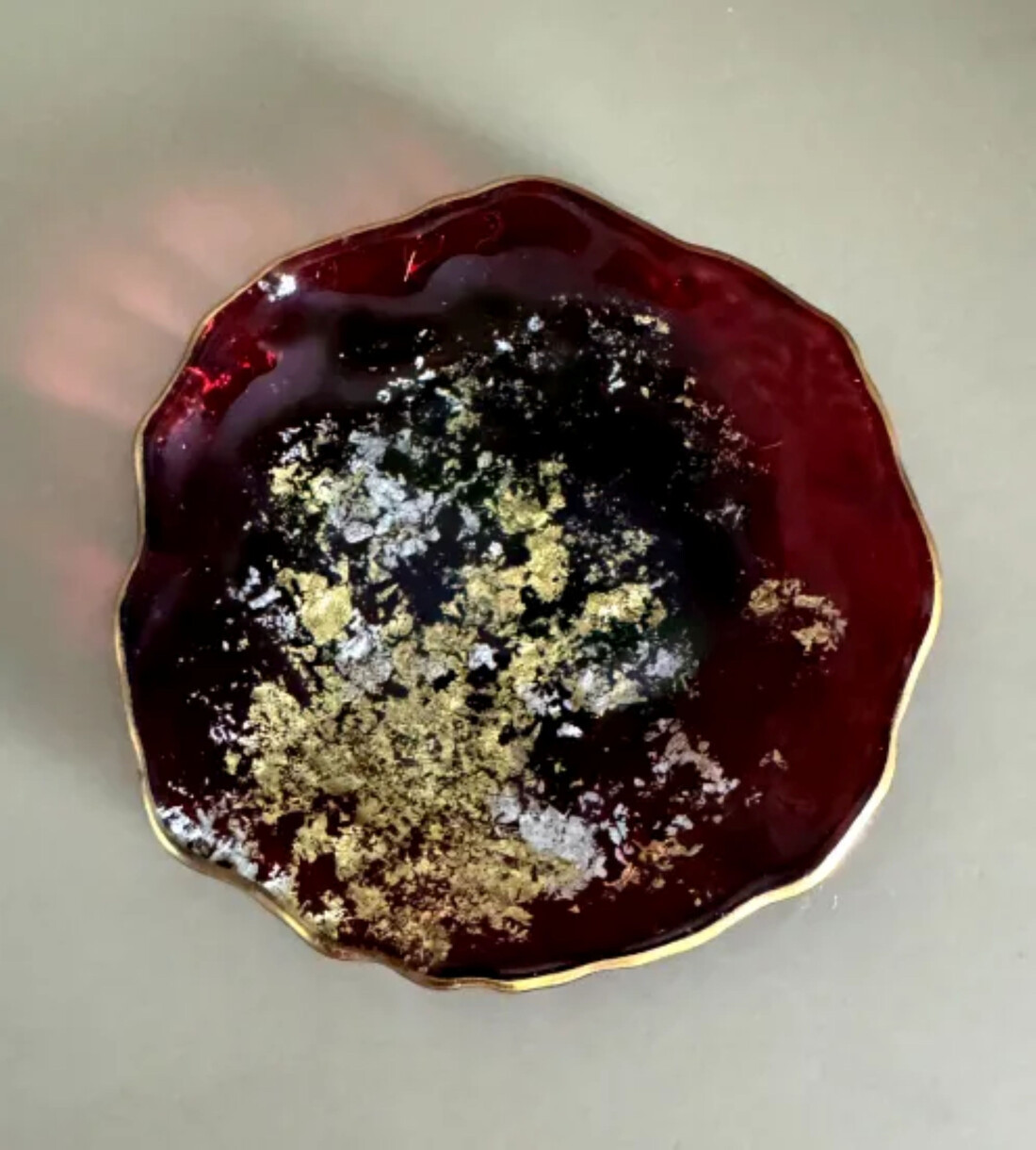 豆皿&nbsp;口金ロック&nbsp;古代金箔赤溜&nbsp;［NF170］