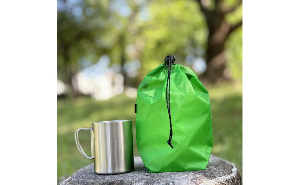 【S 1.5L・緑】　キャンプで大活躍！トイレットペーパーホルダー 小さめナイロン巾着袋 シンプル巾着