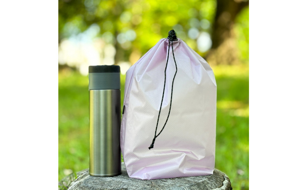 【L・5L・薄紫】 大きめナイロン巾着袋　スタッフバッグ　スタッフサック　バッグインバッグ　着替え袋