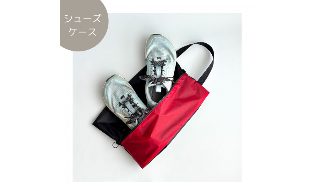 【Mサイズ・赤】軽量ナイロンシューズケース　着替えポーチ　上靴袋