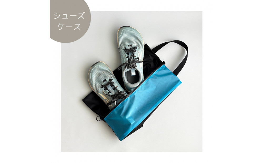 【Mサイズ・水色】軽量ナイロンシューズケース　着替えポーチ　上靴袋