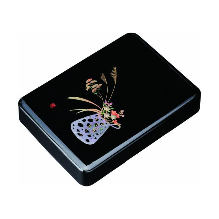 加伏文庫&nbsp;11.0寸&nbsp;黒&nbsp;盛絵花かご&nbsp;［YG508］