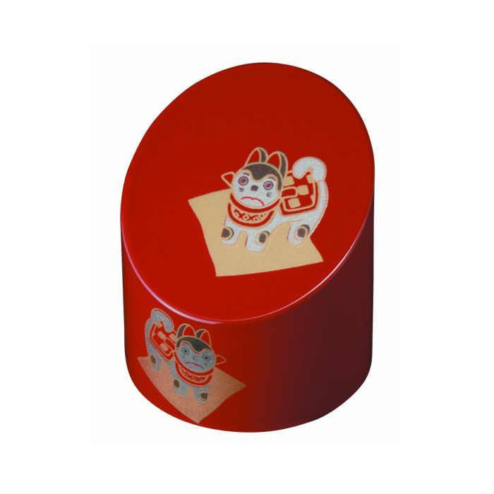 竹形文鎮&nbsp;朱&nbsp;こま犬&nbsp;［YG527］