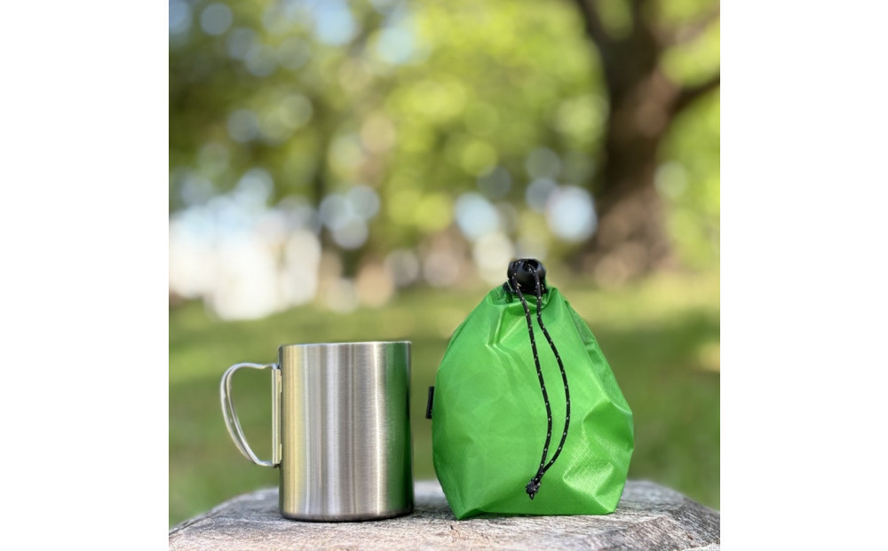 【XS&nbsp;0.5L・緑】　手のひらサイズの軽量ナイロン巾着袋