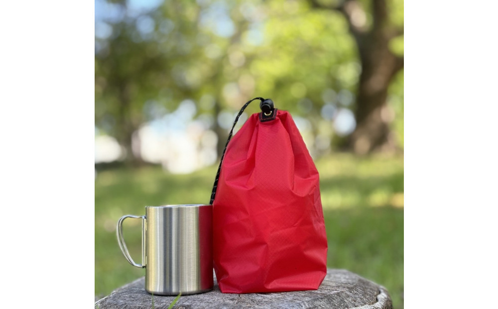 【S 1.5L・赤】　キャンプで大活躍！トイレットペーパーホルダー 小さめナイロン巾着袋 シンプル巾着