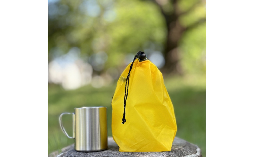 【S 1.5L・黄色】　キャンプで大活躍！トイレットペーパーホルダー 小さめナイロン巾着袋 シンプル巾着