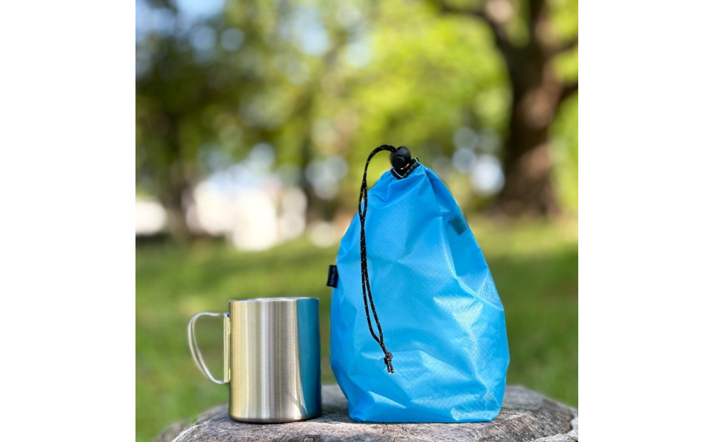 【S 1.5L・水色】　キャンプで大活躍！トイレットペーパーホルダー 小さめナイロン巾着袋 シンプル巾着