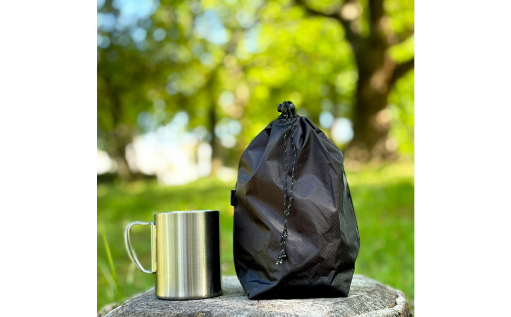 【S 1.5L・黒】　キャンプで大活躍！トイレットペーパーホルダー 小さめナイロン巾着袋 シンプル巾着