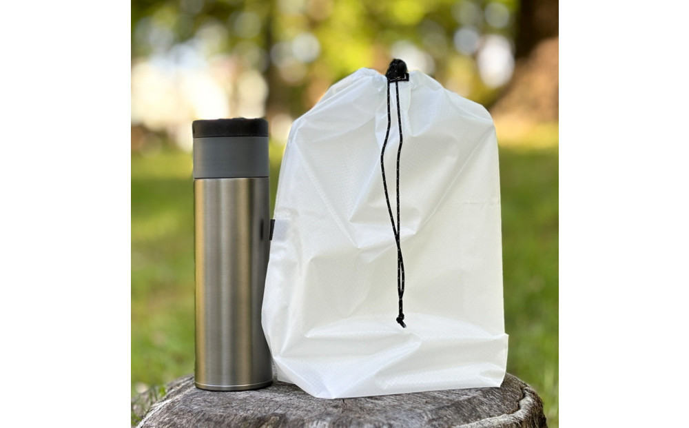 【L・5L・白】 大きめナイロン巾着袋　スタッフバッグ　スタッフサック　バッグインバッグ　着替え袋