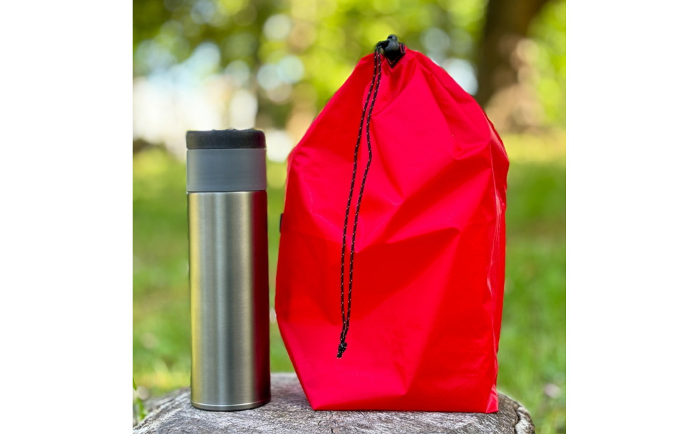 【L・5L・赤】&nbsp;大きめナイロン巾着袋　スタッフバッグ　スタッフサック　バッグインバッグ　着替え袋