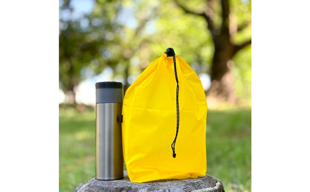 【L・5L・黄色】&nbsp;大きめナイロン巾着袋　スタッフバッグ　スタッフサック　バッグインバッグ　着替え袋