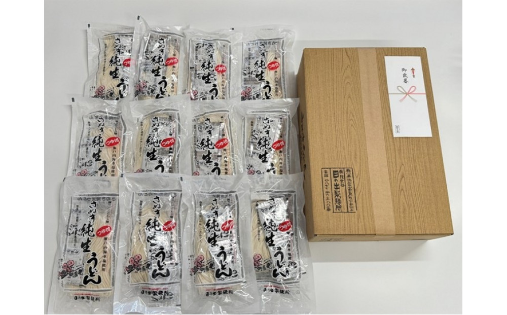 【お歳暮】【坂出のうどん】純生さぬきうどん　セット　　純生うどん250ｇ、だし２人前付×１２袋