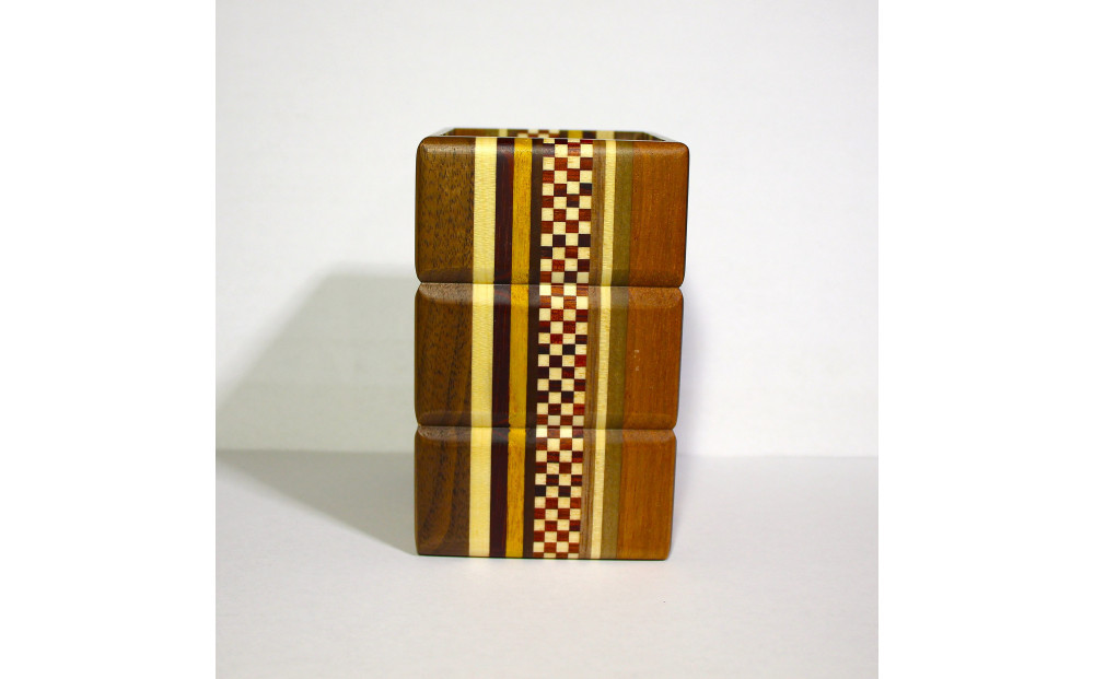 【箱根寄木細工　四角ペン立て】