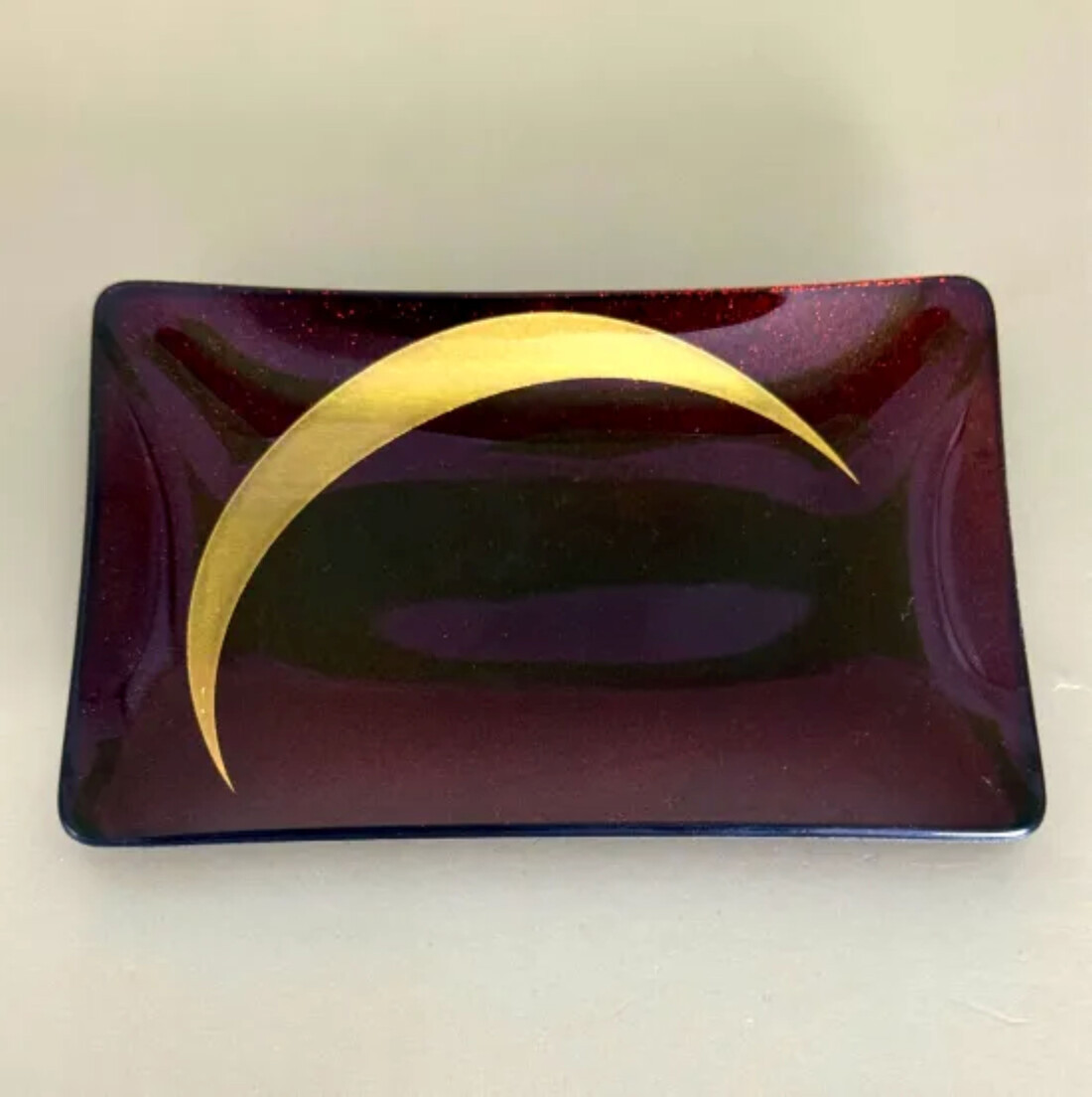 角小皿 三日月 梨地赤溜 ［NF135］