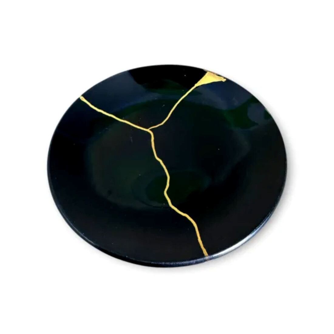 丸小皿  金継ぎデザイン 漆黒 ［NF144］