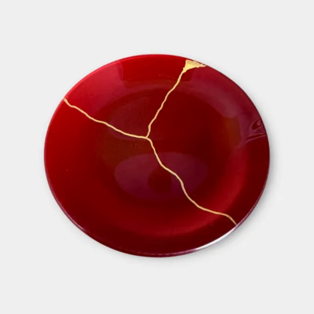 丸小皿&nbsp;&nbsp;金継ぎデザイン&nbsp;本朱&nbsp;［NF145］