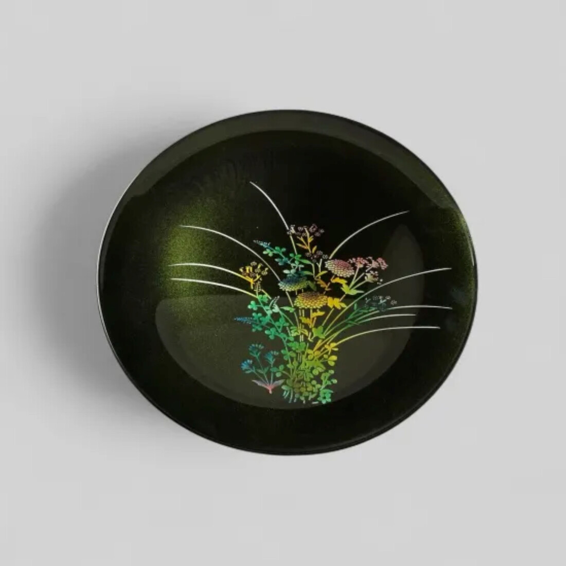 丸小皿 秋草 梨地グリーン ［NF155］